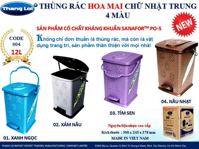 Thùng rác hoa mai chứ nhật
